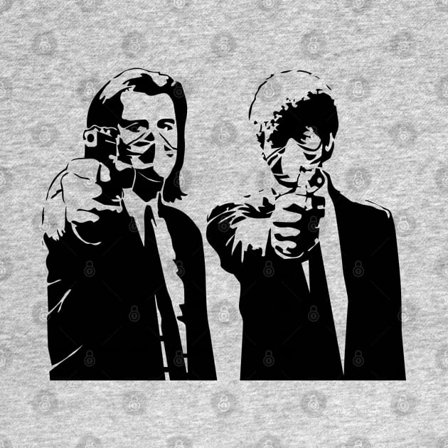 Covid Pulp fiction. Funny Vincent and Jules with gun by Chill Studio